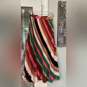 Anthropologie Maeve The Isobel Silky Pleated Striped Skirt New Size 2